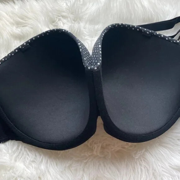 NWOT Victoria's Secret Strapless Black & White polkadot floral lace trim 38DDD - Picture 3 of 15